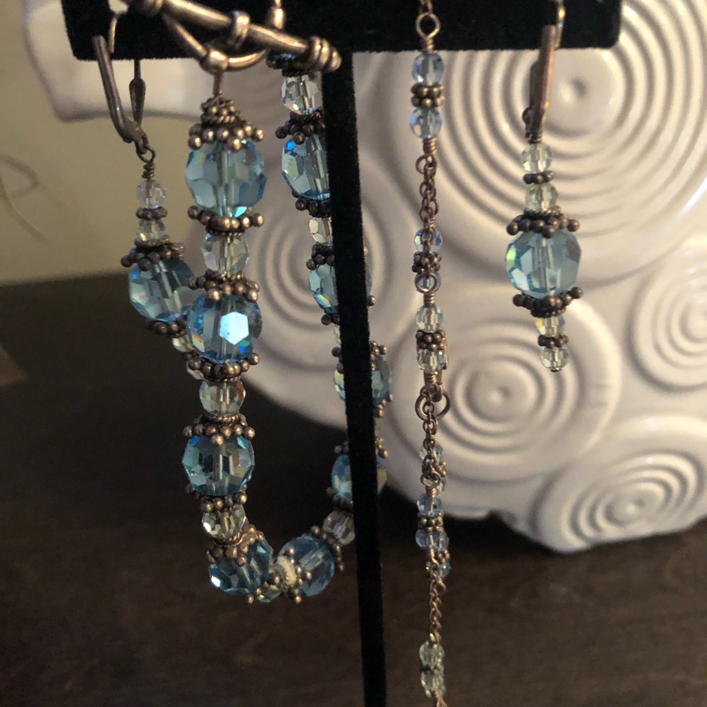 Blue & Clear Swarovski Crystals 3 Custom Pieces